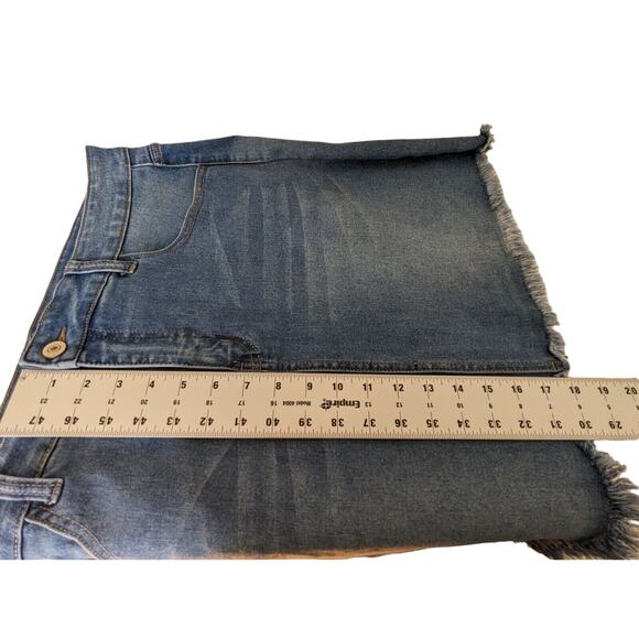 Diamante Women's Plus Size 3XL Denim Skirt Frayed Hem - Made in USA - Picture 3 of 13